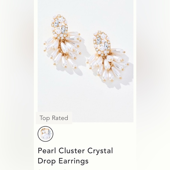 Anthropologie pearl Cluster Crystal drop Earring - Picture 8 of 11